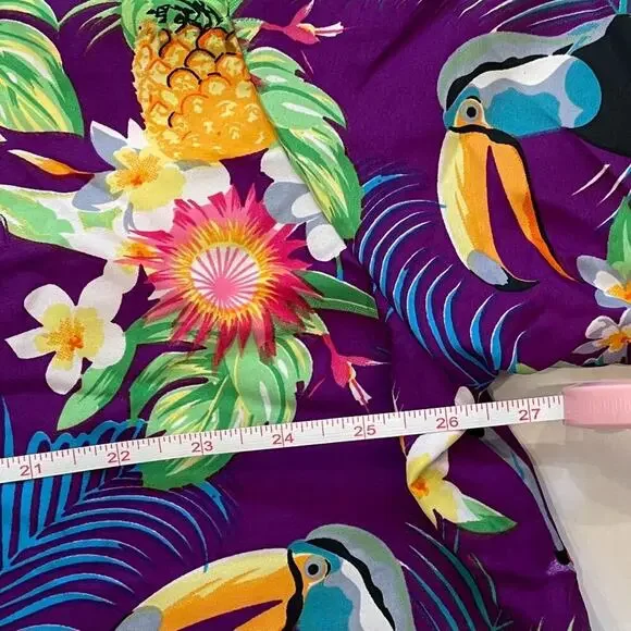 King Kameha Hawaiian Shirt, Tropical Bird, Floral, Pineapple, 2XL - Picture 8 of 9